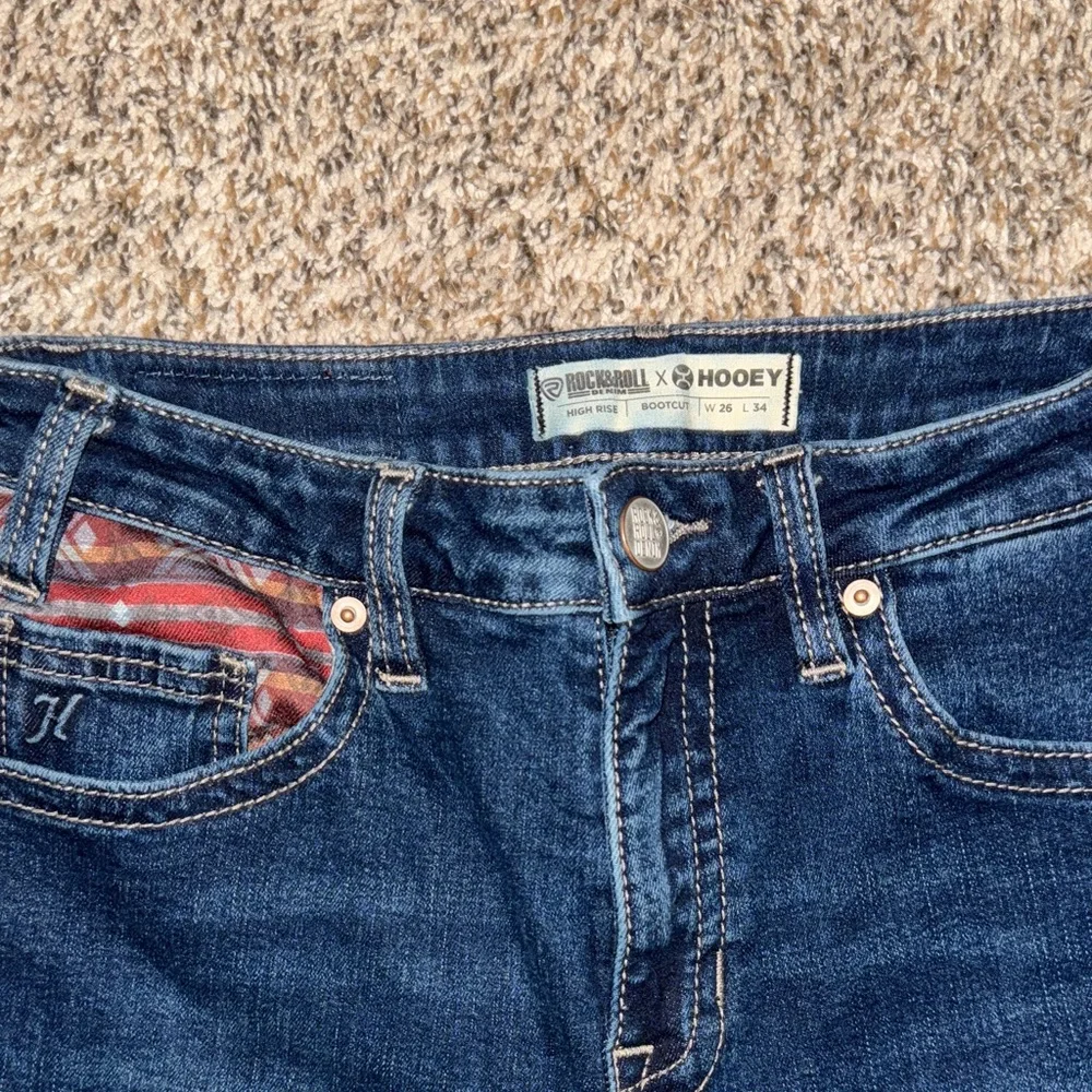 Rock and Roll Denim x Hooey Dark Blue Bootcut Jeans - Picture 2 of 3
